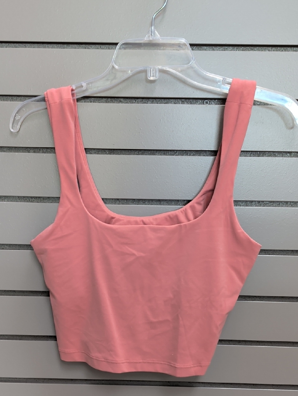 Athleta Coral Pink Transcend Square Neck Crop Sports Bra Medium